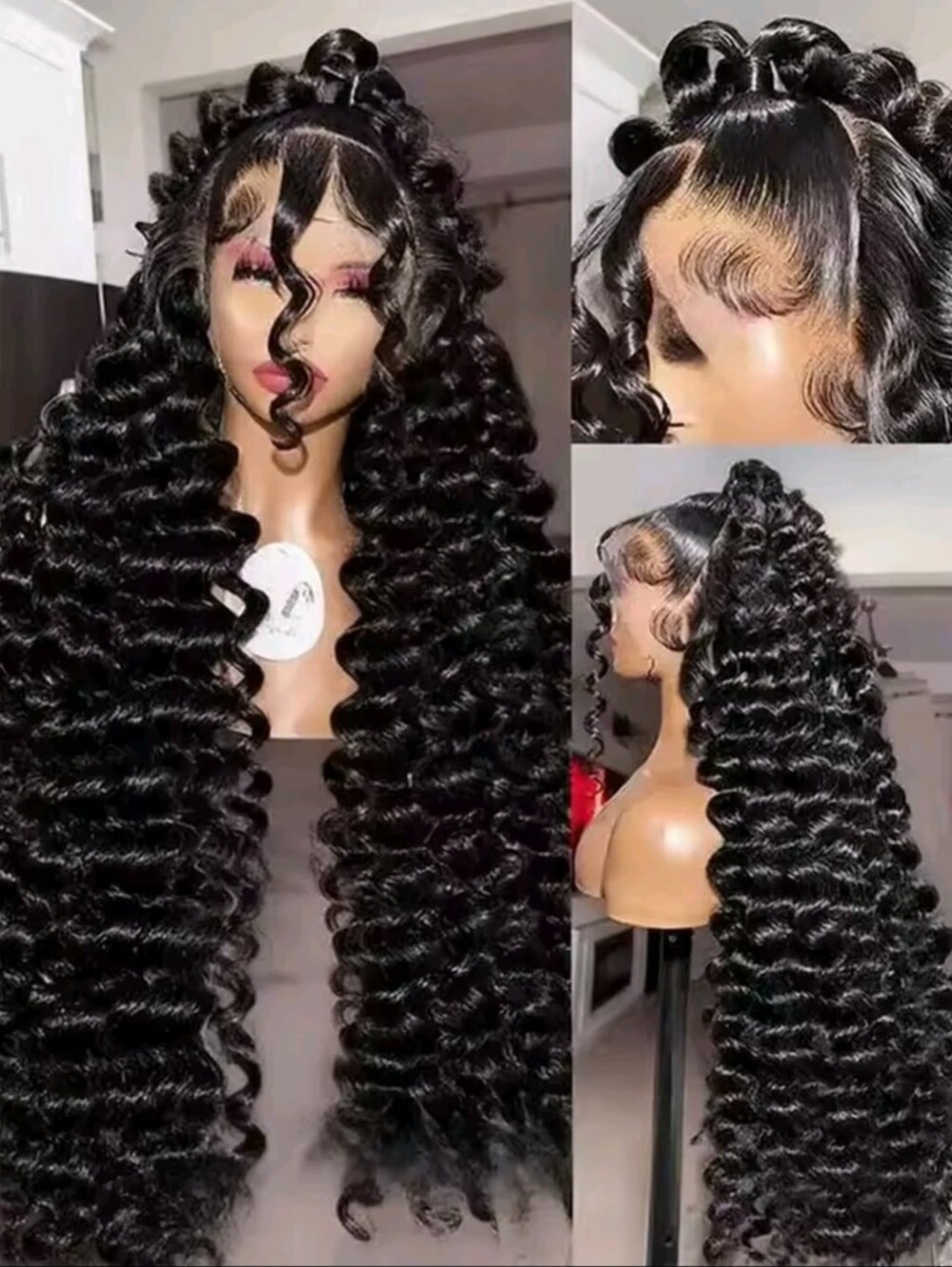 Women's Deep Wave Brazilian 16" Inches Human Hair Glueless Lace Front Wig